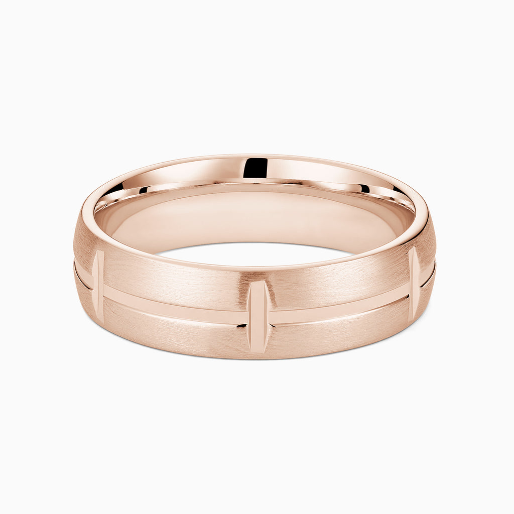 The Ecksand Brushed Block Wedding Ring shown with Band: 6mm in 14k Rose Gold