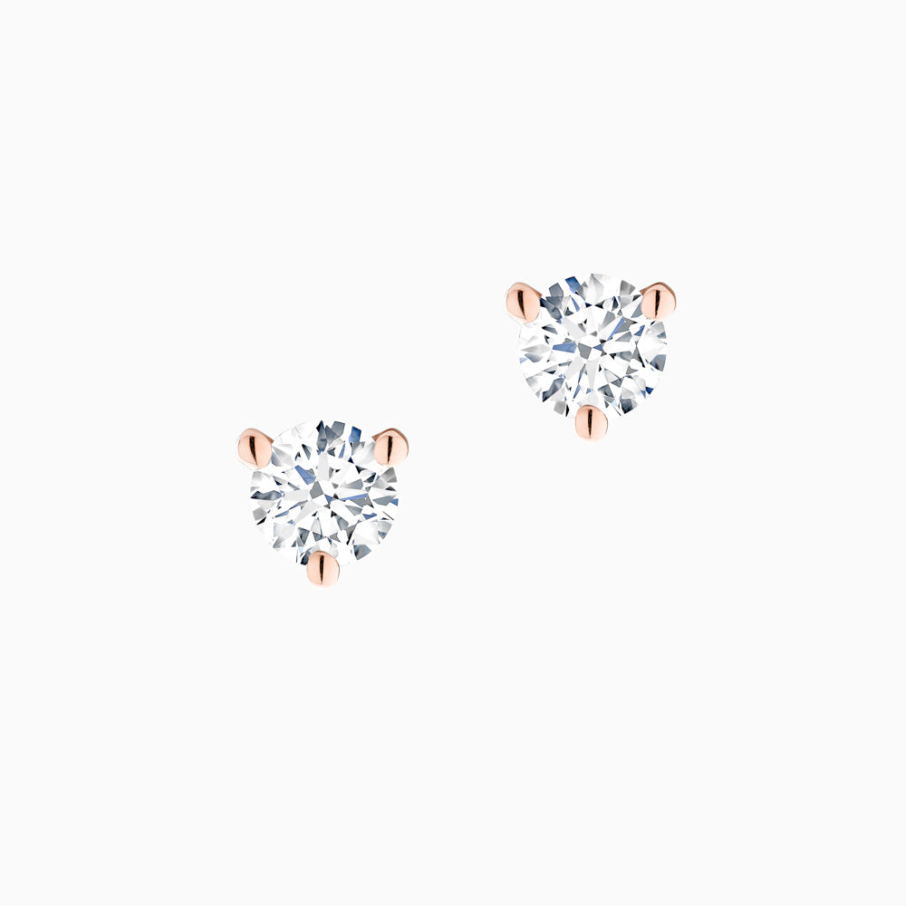 The Ecksand Three-Prong Diamond Stud Earrings shown with Lab-grown 0.30ctw VS2+/F+ in 18k Rose Gold