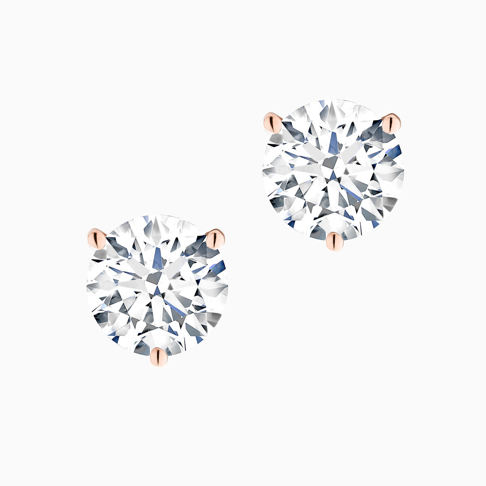 The Ecksand Three-Prong Diamond Stud Earrings shown with Lab-grown 2.00ctw VS2+/F+ in 18k Rose Gold