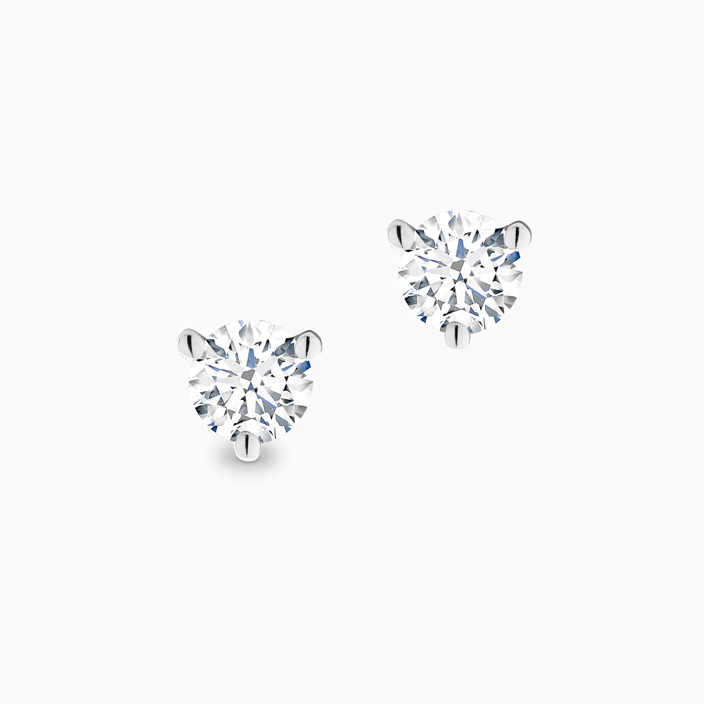 The Ecksand Three-Prong Diamond Stud Earrings shown with Natural 0.40ctw VS2+/F+ in 18k White Gold