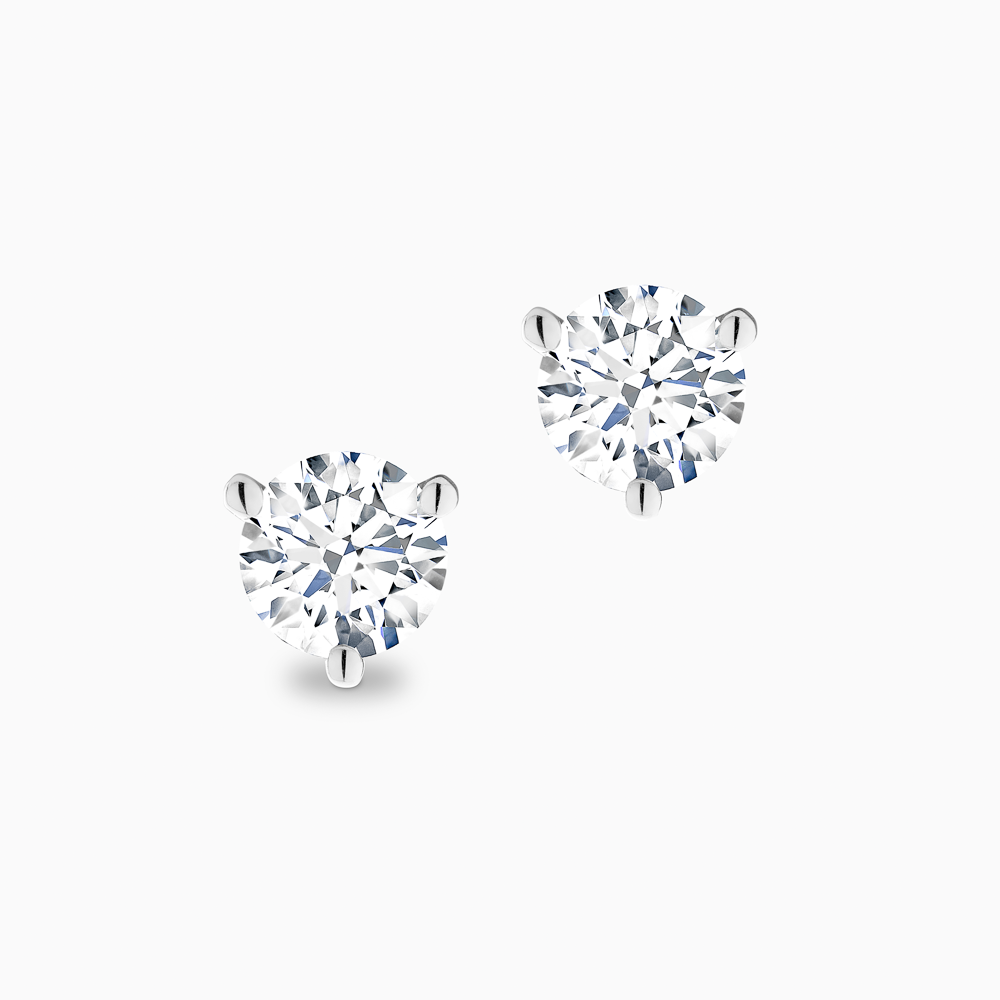 The Ecksand Three-Prong Diamond Stud Earrings shown with Natural 0.60ctw VS2+/H+ in 18k White Gold