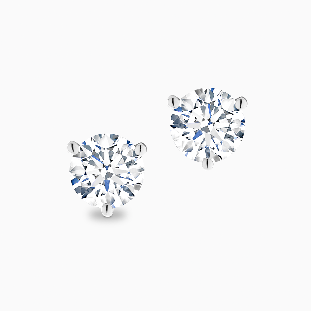 The Ecksand Three-Prong Diamond Stud Earrings shown with Natural 1.00ctw VS2+/H+ in 18k White Gold