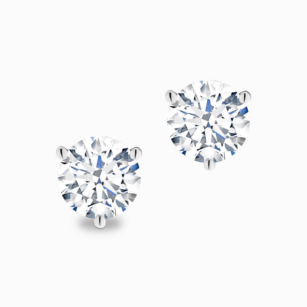 The Ecksand Three-Prong Diamond Stud Earrings shown with Natural 1.50ctw VS2+/H+ in 18k White Gold