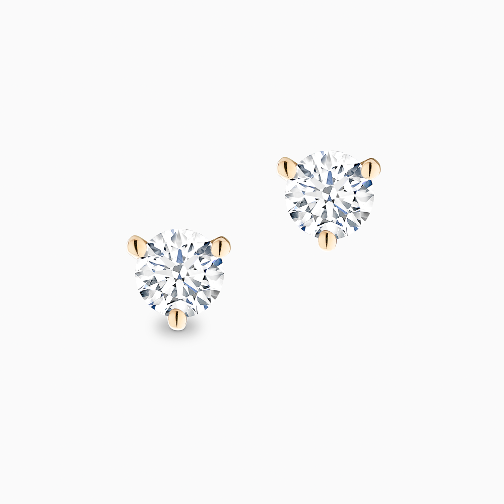 The Ecksand Three-Prong Diamond Stud Earrings shown with Natural 0.40ctw VS2+/F+ in 18k Yellow Gold