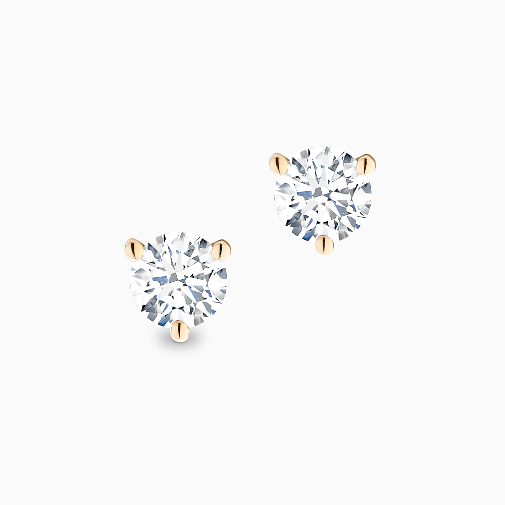 The Ecksand Three-Prong Diamond Stud Earrings shown with Natural 0.50ctw VS2+/F+ in 18k Yellow Gold