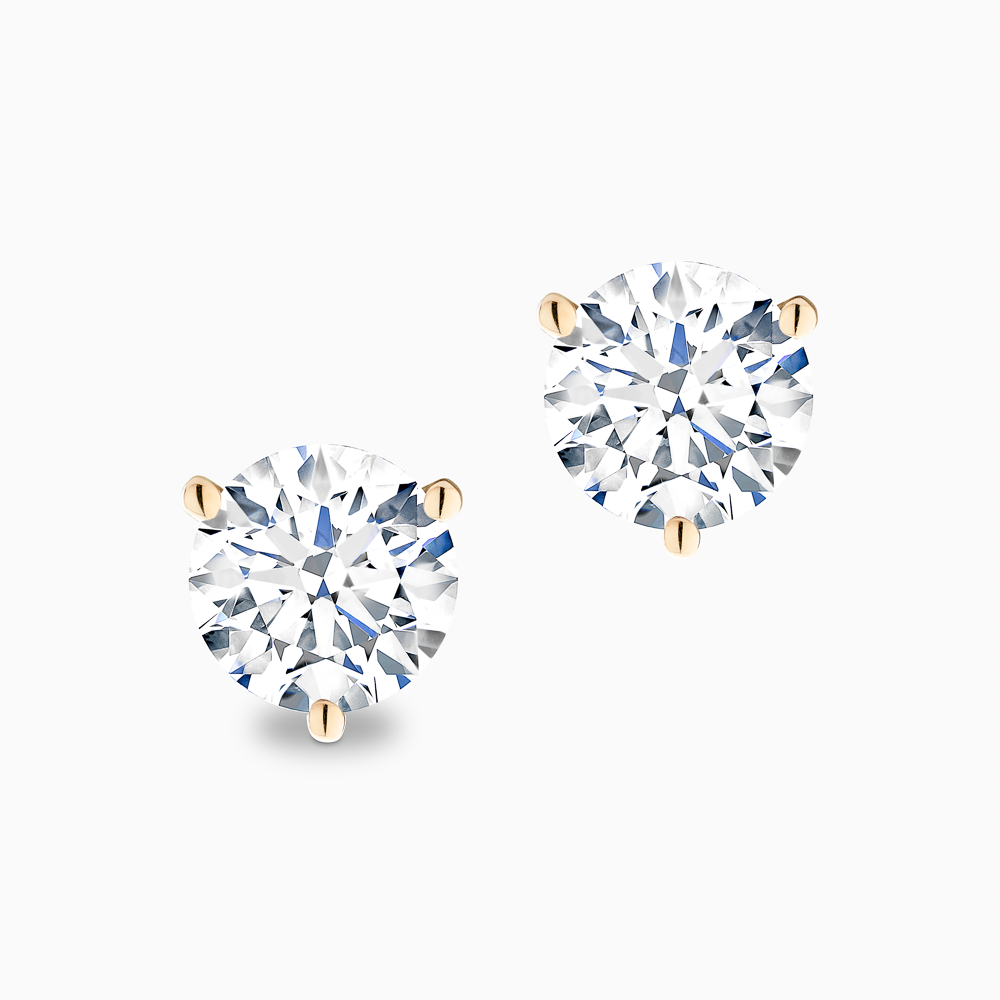 The Ecksand Three-Prong Diamond Stud Earrings shown with Natural 1.50ctw VS2+/H+ in 18k Yellow Gold