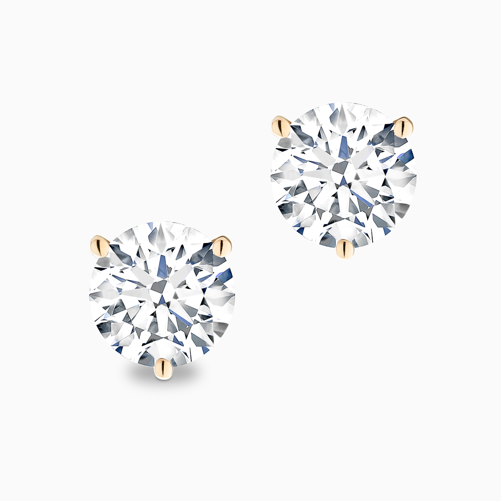 The Ecksand Three-Prong Diamond Stud Earrings shown with Natural 2.00ctw VS2+/H+ in 18k Yellow Gold