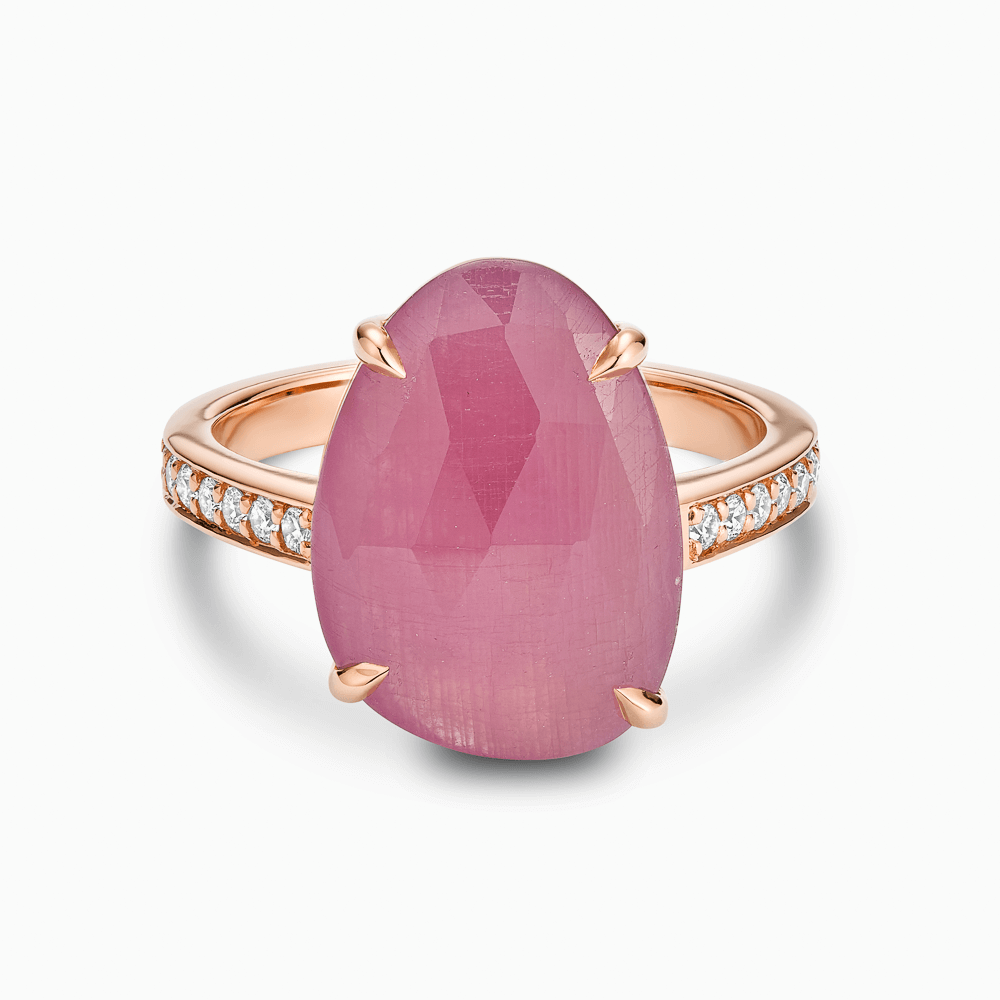 Sapphire Large Stone Cocktail Rings Large Rose-Cut Pink Sapphire