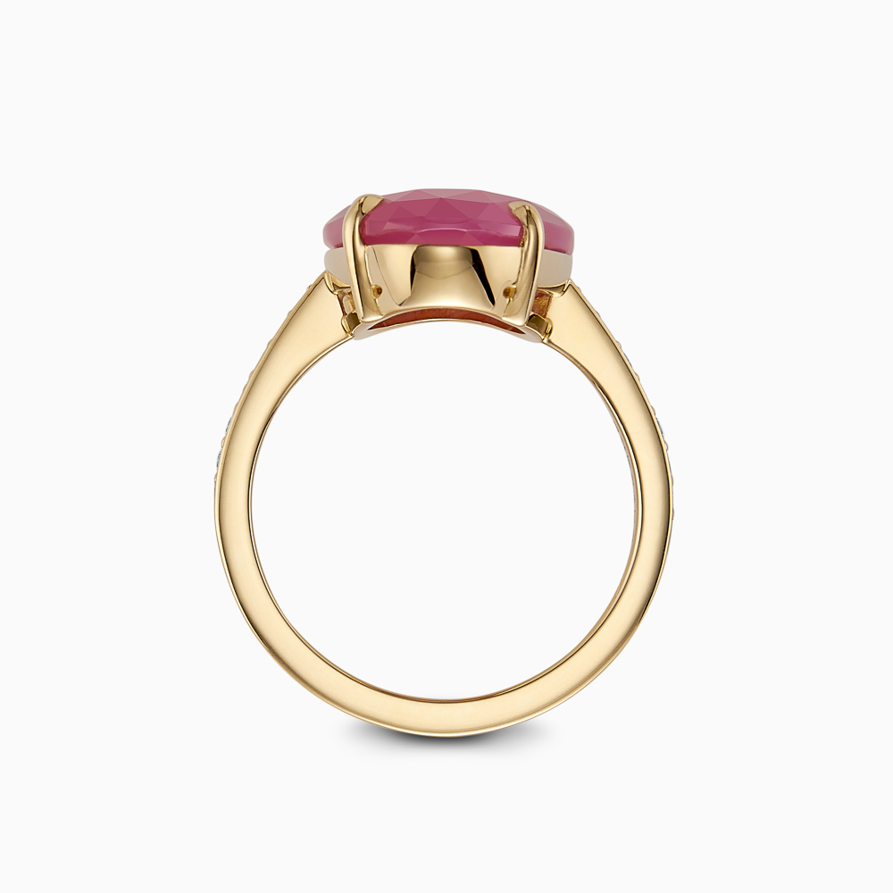 The Ecksand Rose-Cut Pink Sapphire Cocktail Ring with Diamond Pavé shown with  in 