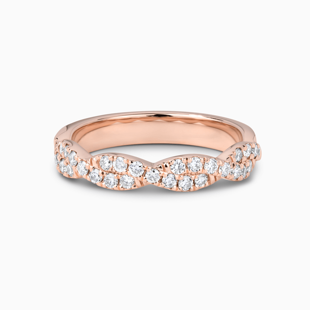 The Ecksand Twisted Wedding Ring with Diamond Pavé shown with Stones: 1.5mm (0.35+ ctw) | Band: 3.5-3.7mm in 14k Rose Gold