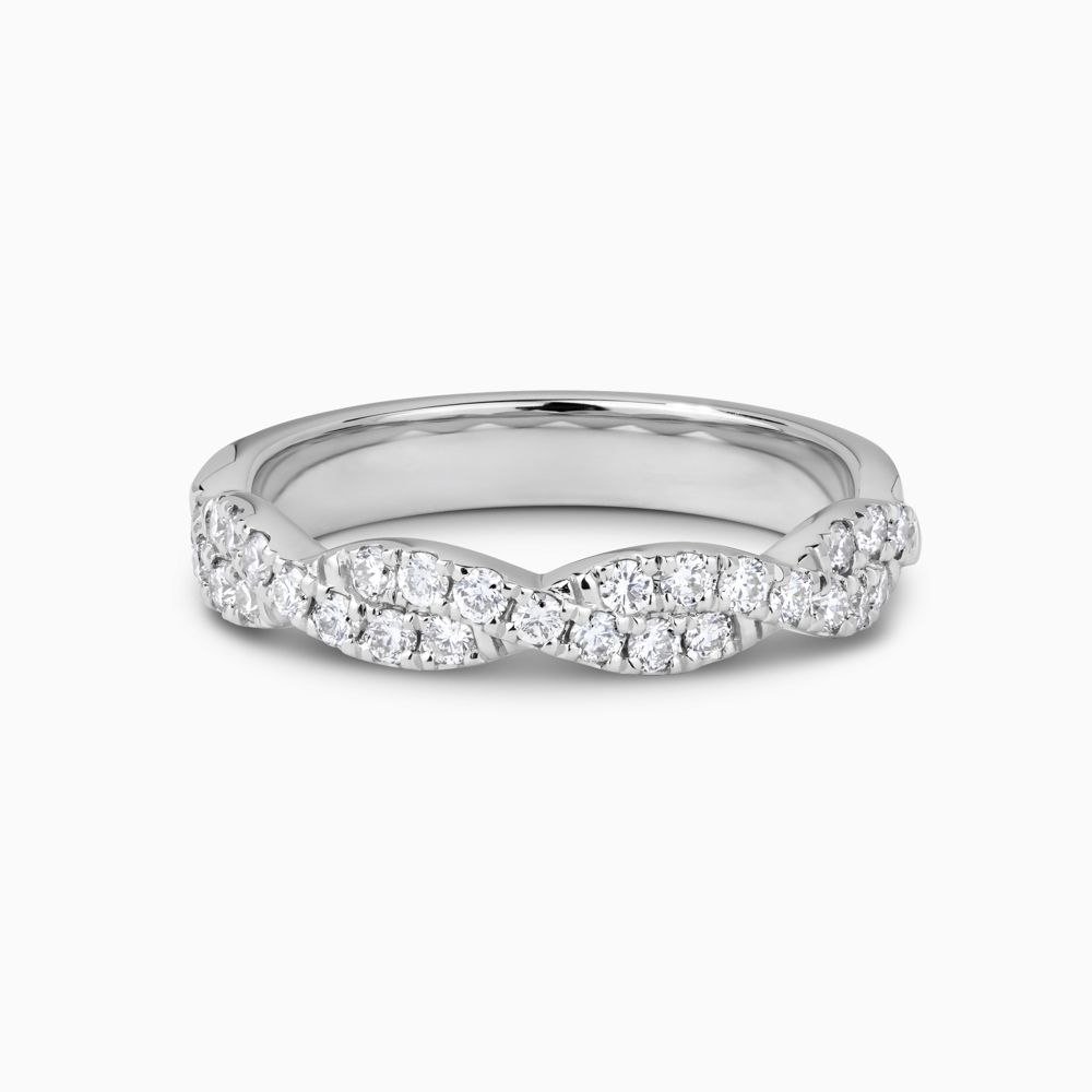 The Ecksand Twisted Wedding Ring with Diamond Pavé shown with Stones: 1.5mm (0.35+ ctw) | Band: 3.5-3.7mm in Platinum