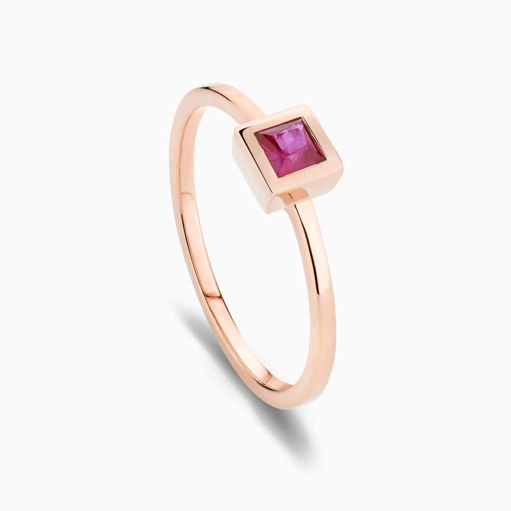 The Ecksand Princess-Cut Ruby Stackable Ring shown with  in 
