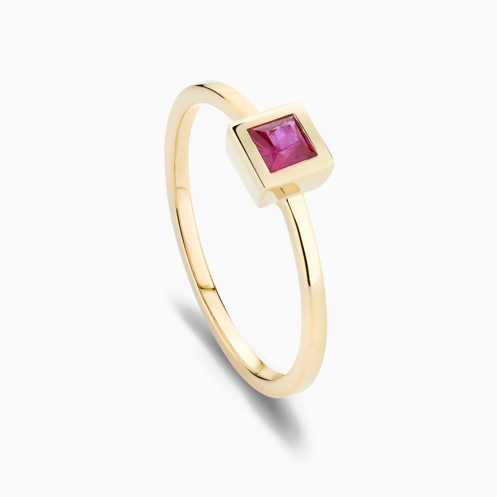 The Ecksand Princess-Cut Ruby Stackable Ring shown with  in 
