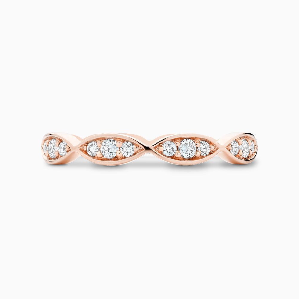 The Ecksand Scalloped Diamond Eternity Wedding Ring shown with Natural VS2+/ F+ in 14k Rose Gold