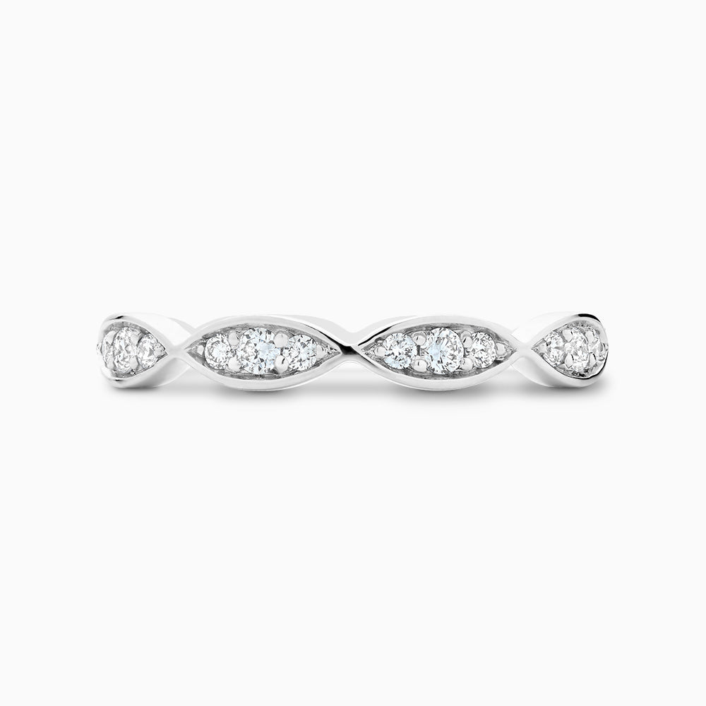 The Ecksand Scalloped Diamond Eternity Wedding Ring shown with Natural VS2+/ F+ in Platinum