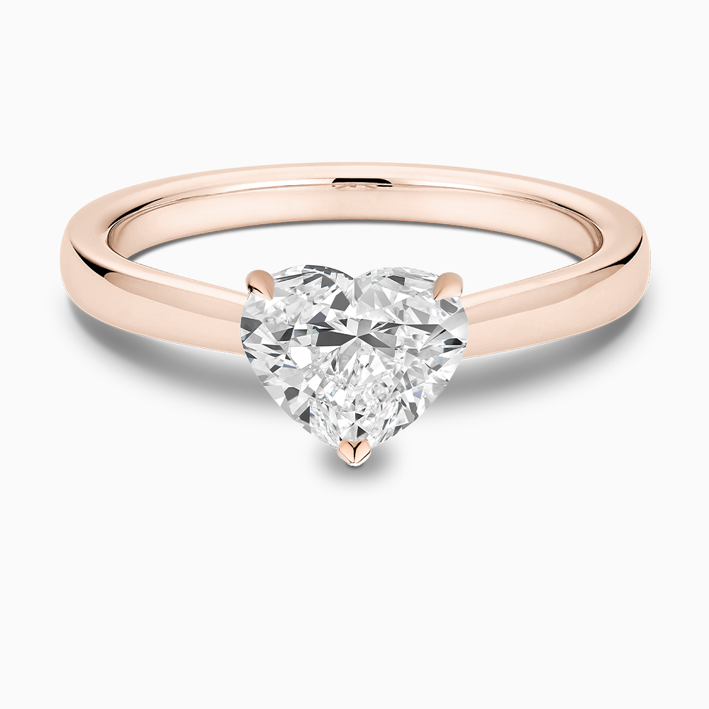 The Ecksand Love-Knot Solitaire Diamond Engagement Ring with Eagle Prongs shown with Heart in 14k Rose Gold