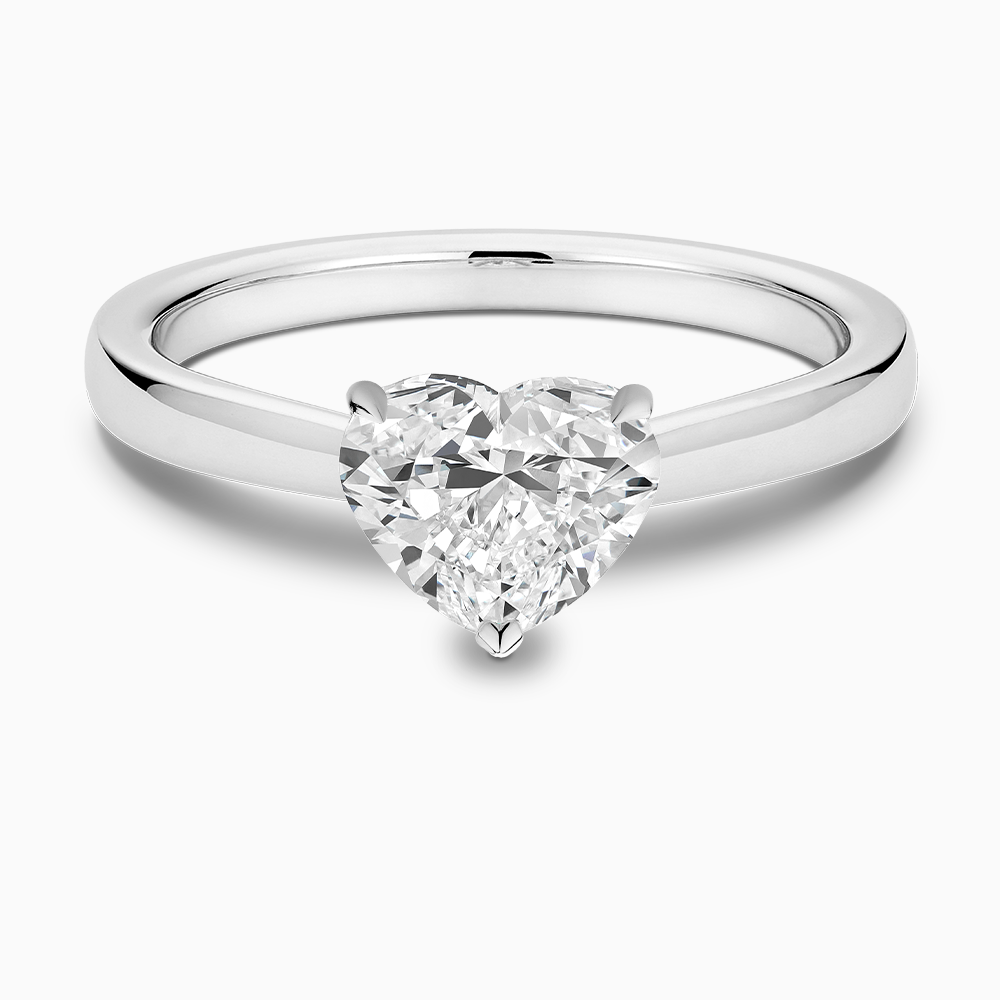 The Ecksand Love-Knot Solitaire Diamond Engagement Ring with Eagle Prongs shown with Heart in 18k White Gold
