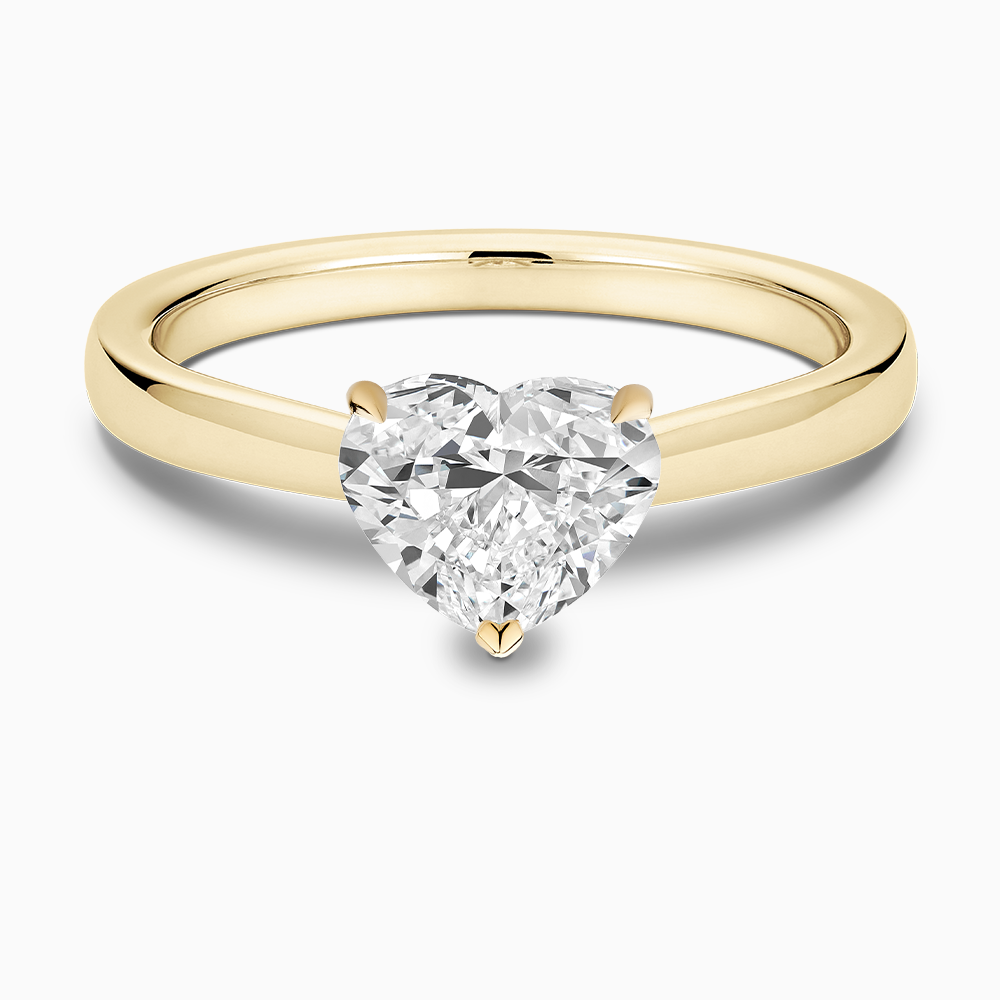 The Ecksand Love-Knot Solitaire Diamond Engagement Ring with Eagle Prongs shown with Heart in 18k Yellow Gold