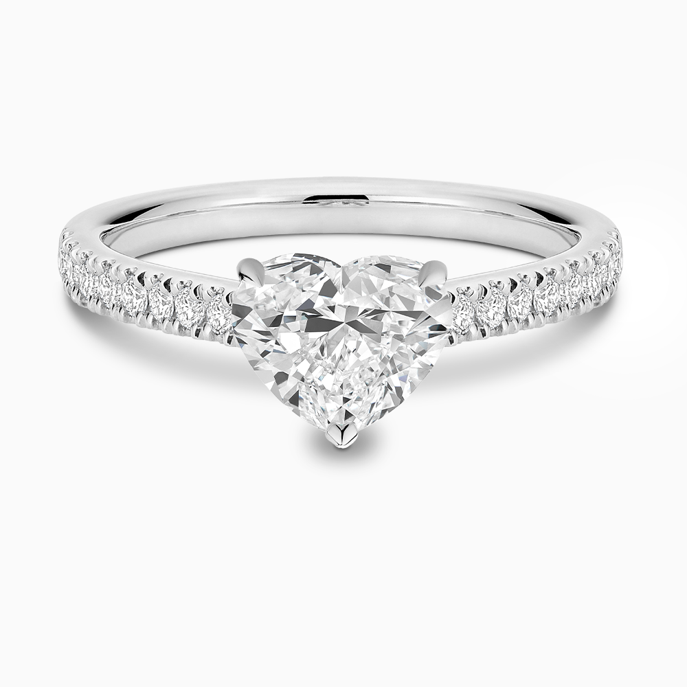 The Ecksand Love-Knot Diamond Engagement Ring with Eagle Prongs shown with Heart in 14k White Gold