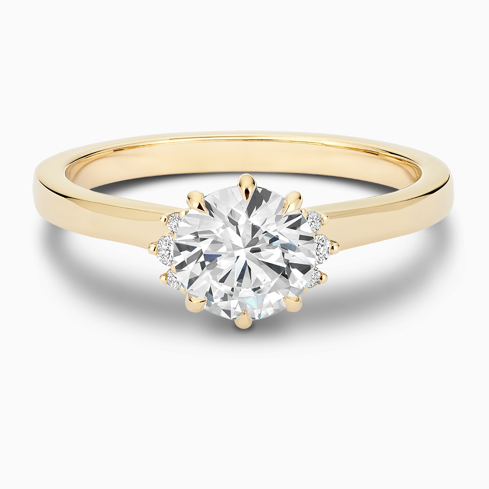 14K Yellow Gold Solitaire Engagement Ring Setting - Size 6, 6 Prong Mounting