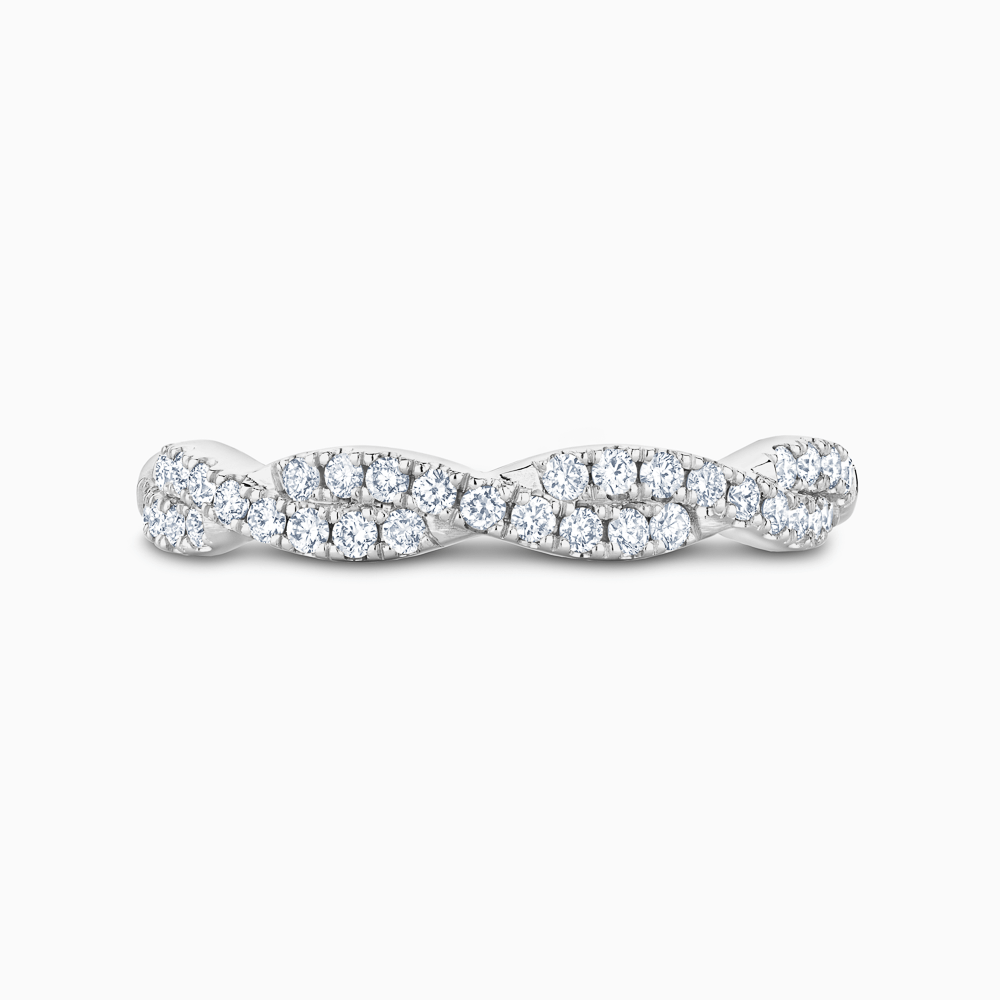 The Ecksand Twisted Wedding Ring with Diamond Pavé shown with Stones: 1.3mm (0.25+ ctw) | Band: 3.2-3.3mm in 18k White Gold
