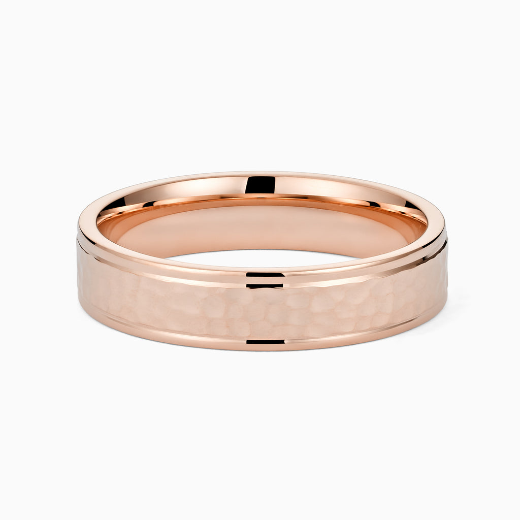 The Ecksand Hammered Wedding Ring shown with Band: 5mm in 14k Rose Gold