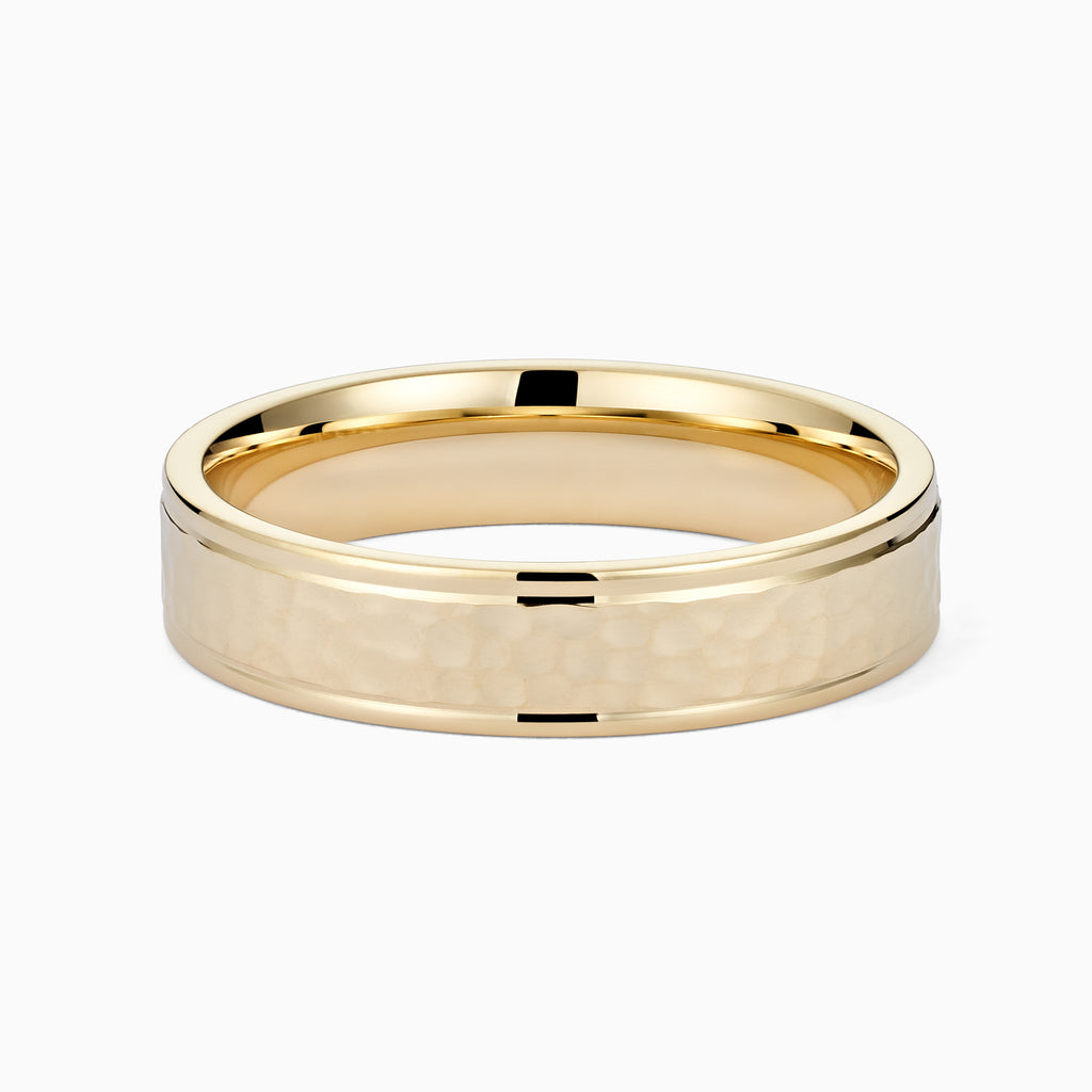 The Ecksand Hammered Wedding Ring shown with Band: 5mm in 14k Yellow Gold