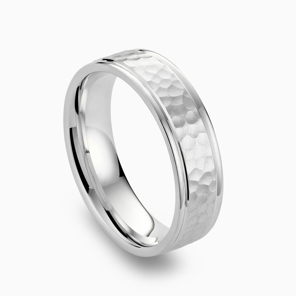 The Ecksand Brushed Hammered Wedding Ring shown with  in 