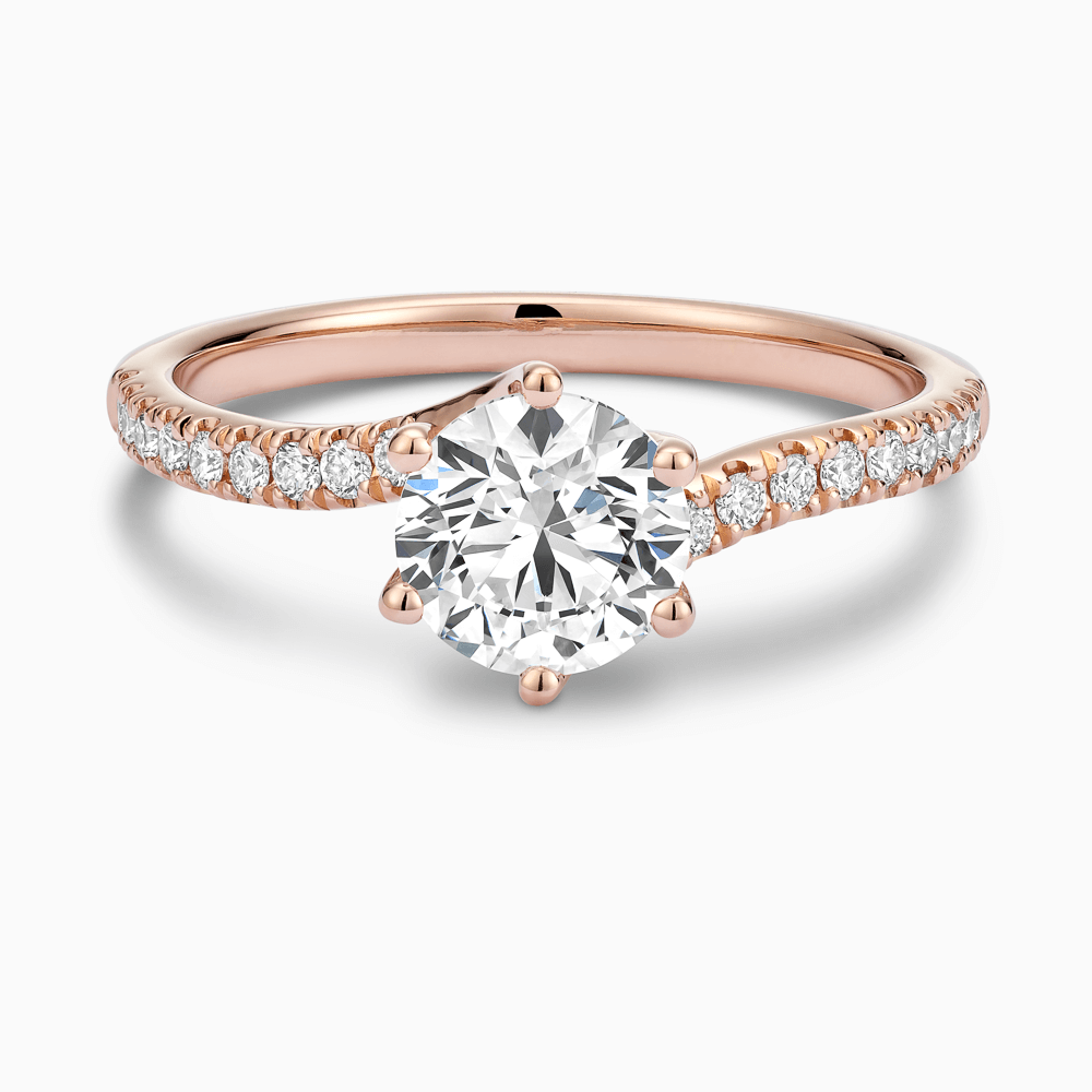 The Ecksand Diamond Engagement Ring with Twisted Prong Setting shown with Round in 14k Rose Gold