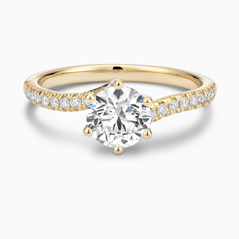 The Ecksand Diamond Engagement Ring with Twisted Prong Setting shown with Round in 18k Yellow Gold