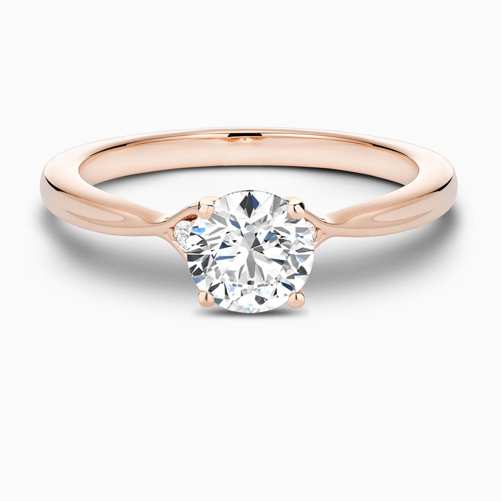 The Ecksand Twisted Hearts Diamond Engagement Ring shown with Round in 14k Rose Gold