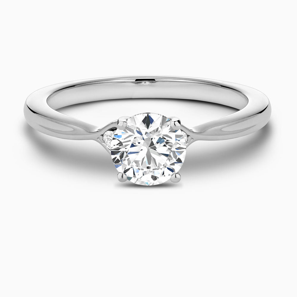 The Ecksand Twisted Hearts Diamond Engagement Ring shown with Round in 18k White Gold