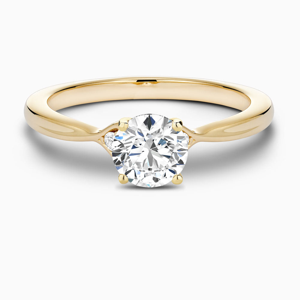 The Ecksand Twisted Hearts Diamond Engagement Ring shown with Round in 18k Yellow Gold