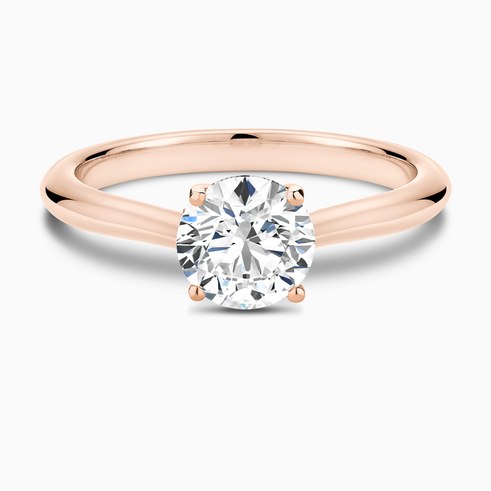 The Ecksand Cathedral-Setting Diamond Engagement Ring with Diamond Bridge shown with Round in 14k Rose Gold
