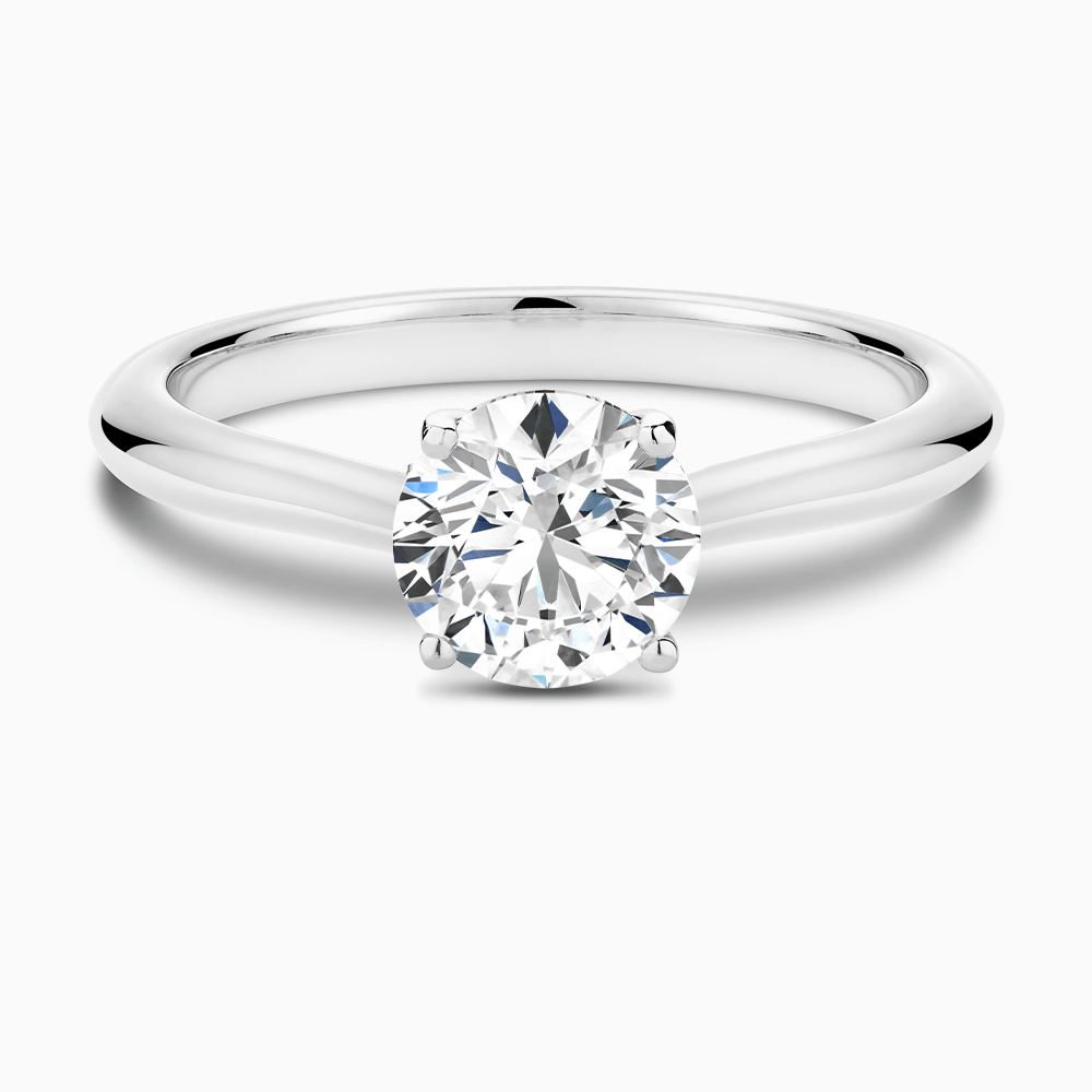 The Ecksand Cathedral-Setting Diamond Engagement Ring with Diamond Bridge shown with Round in 18k White Gold