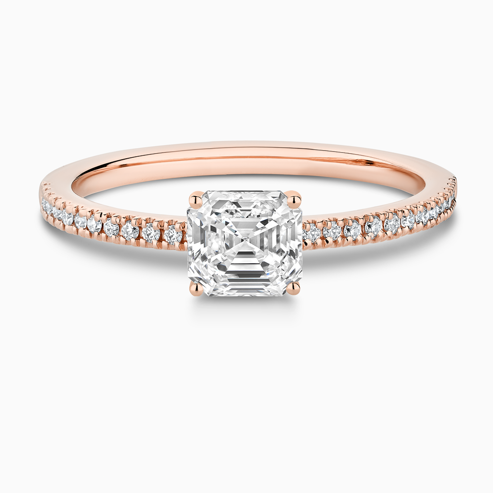 The Ecksand Diamond Eternity Engagement Ring shown with Asscher in 14k Rose Gold