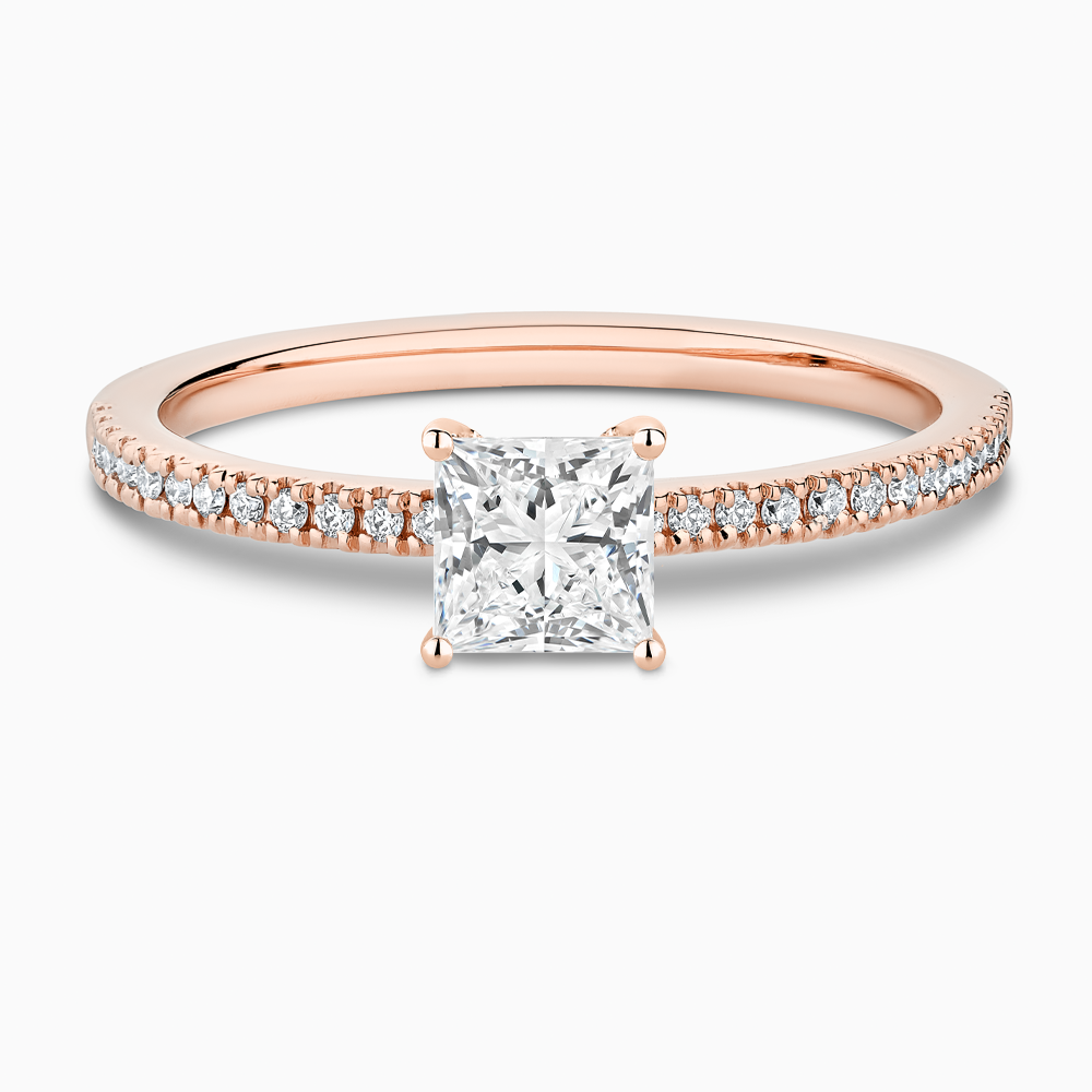 The Ecksand Diamond Eternity Engagement Ring shown with Princess in 14k Rose Gold