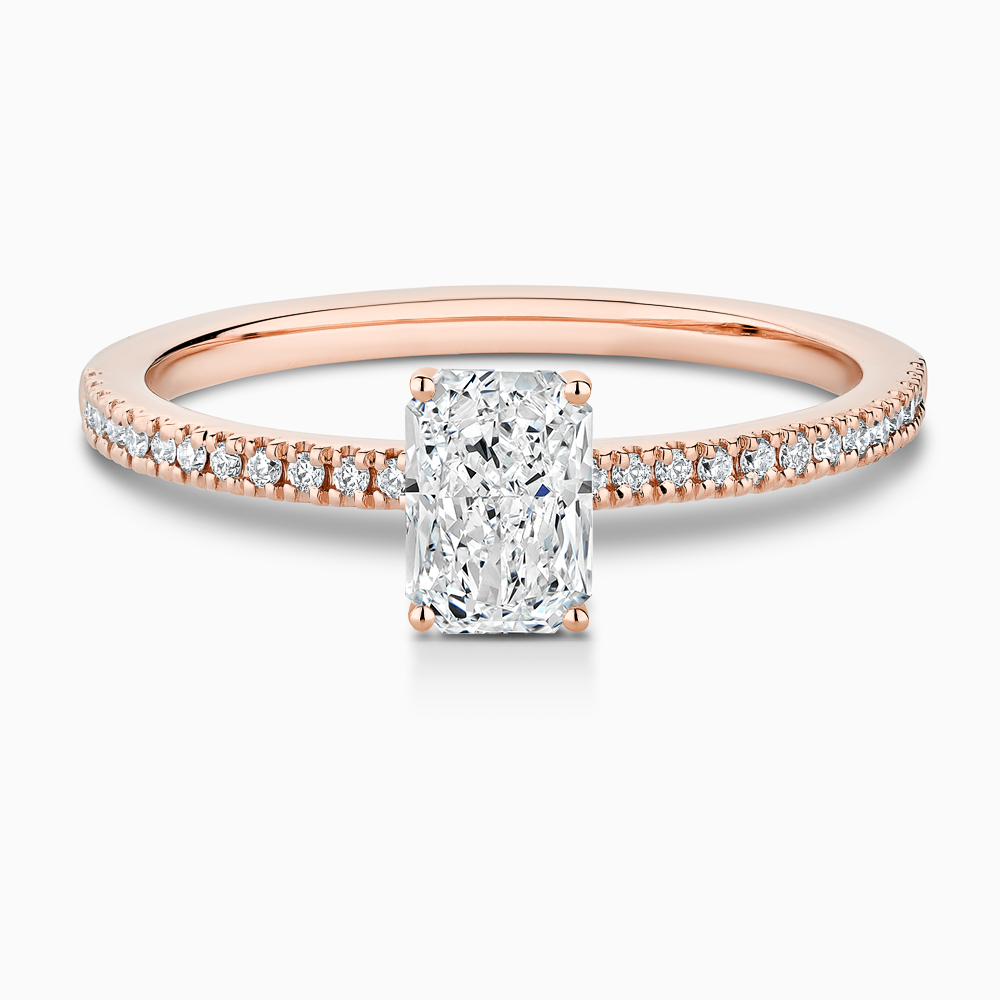 The Ecksand Diamond Eternity Engagement Ring shown with Radiant in 14k Rose Gold