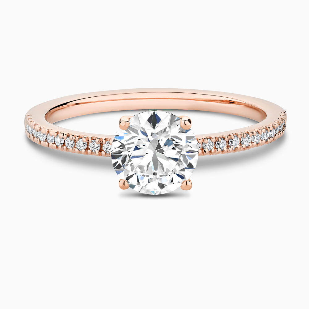 The Ecksand Diamond Eternity Engagement Ring shown with Round in 14k Rose Gold