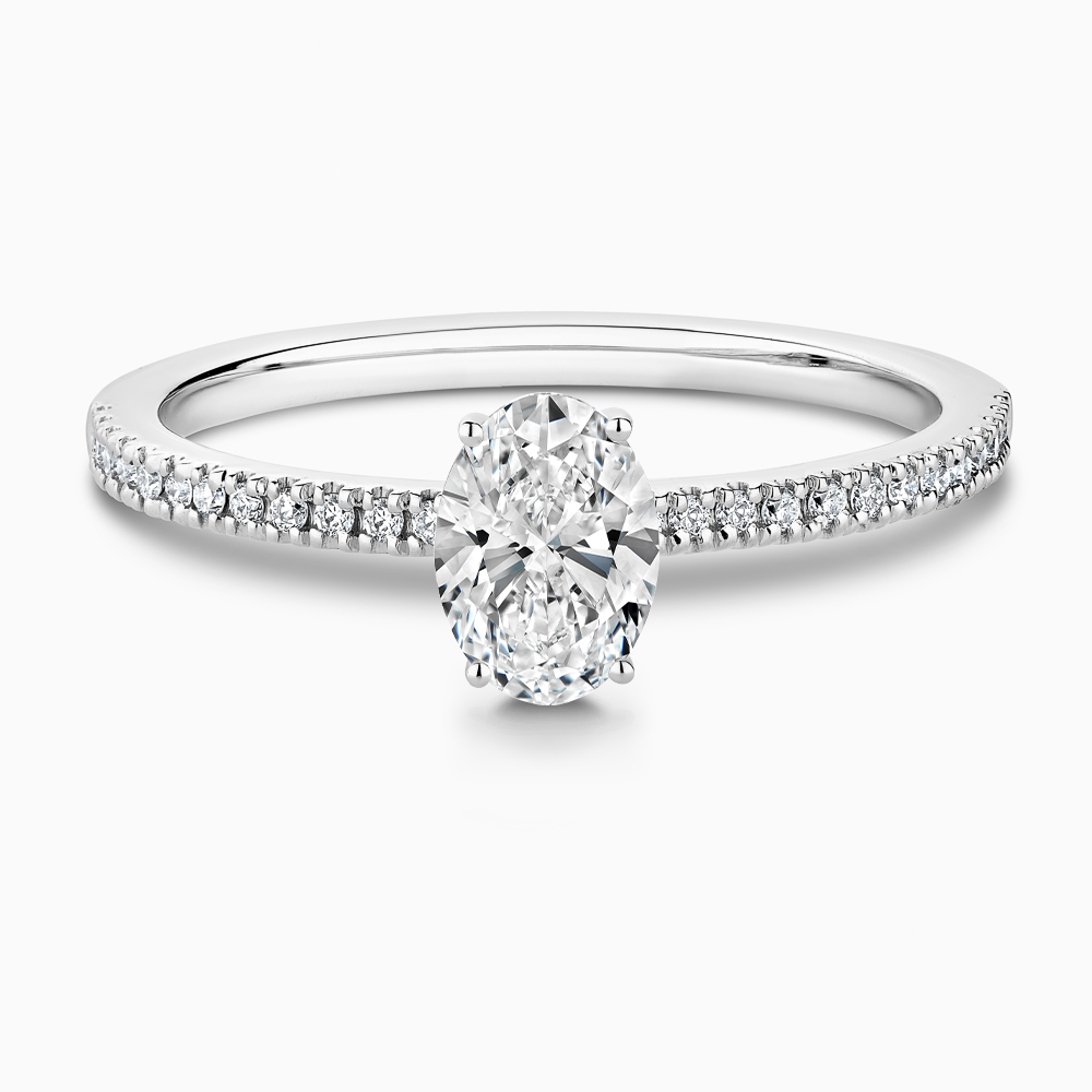The Ecksand Diamond Eternity Engagement Ring shown with Oval in 18k White Gold
