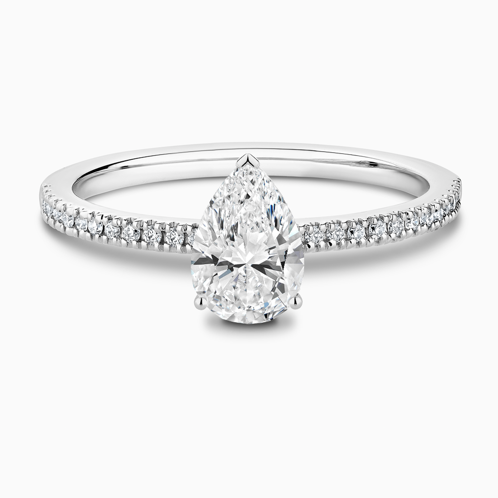 The Ecksand Diamond Eternity Engagement Ring shown with Pear in 18k White Gold