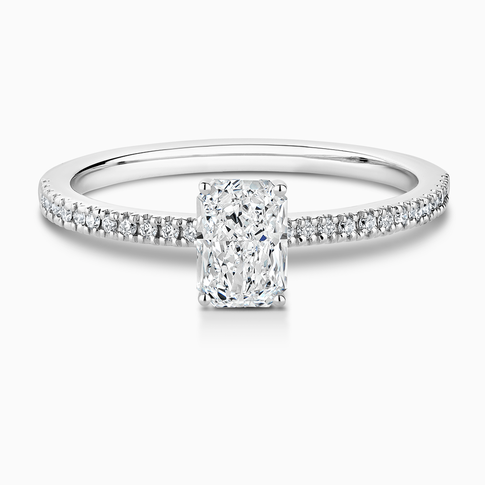 The Ecksand Diamond Eternity Engagement Ring shown with Radiant in 18k White Gold