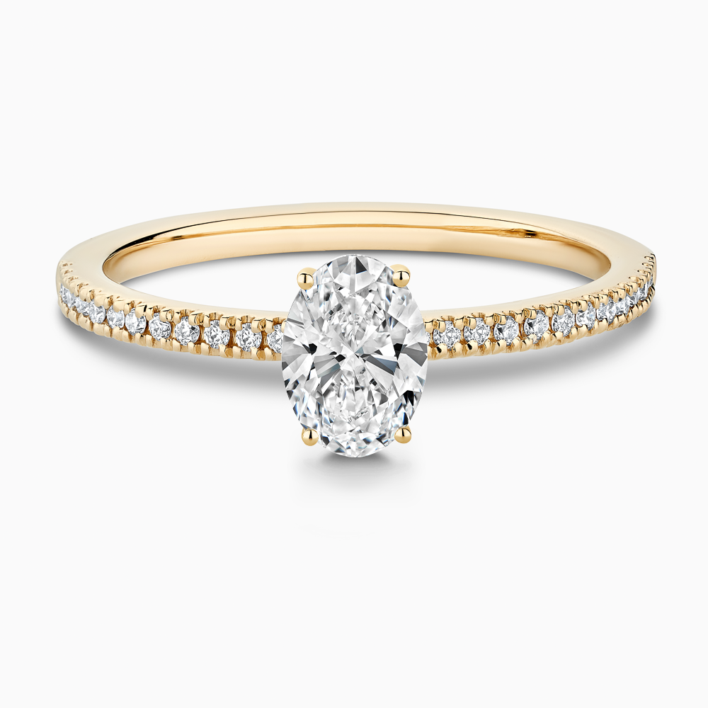 The Ecksand Diamond Eternity Engagement Ring shown with Oval in 18k Yellow Gold