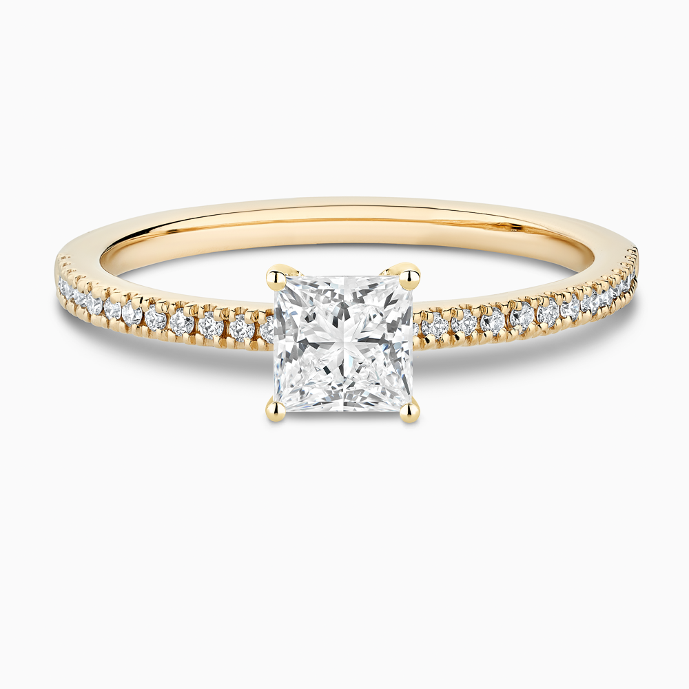 The Ecksand Diamond Eternity Engagement Ring shown with Princess in 18k Yellow Gold