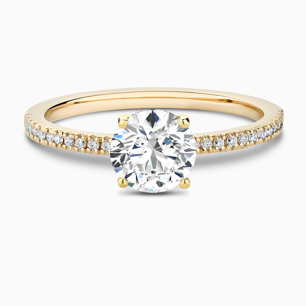 The Ecksand Diamond Eternity Engagement Ring shown with Round in 18k Yellow Gold