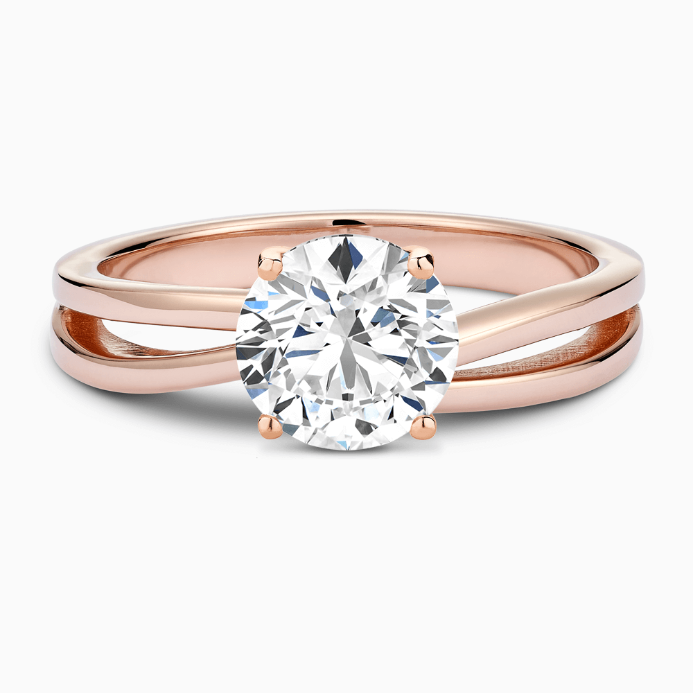 The Ecksand Split-Shank Solitaire Diamond Engagement Ring shown with Round in 14k Rose Gold