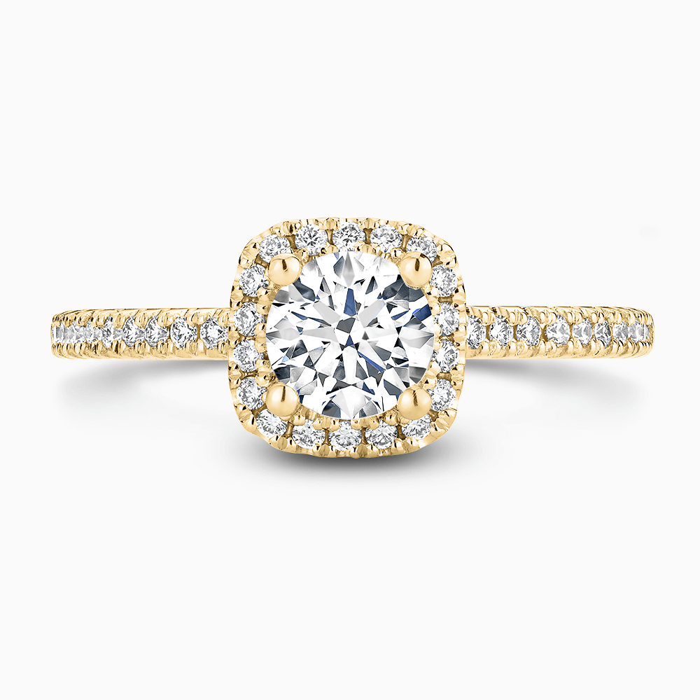 The Ecksand Cushion Halo Diamond Engagement Ring with Diamond Band shown with  in Default Title