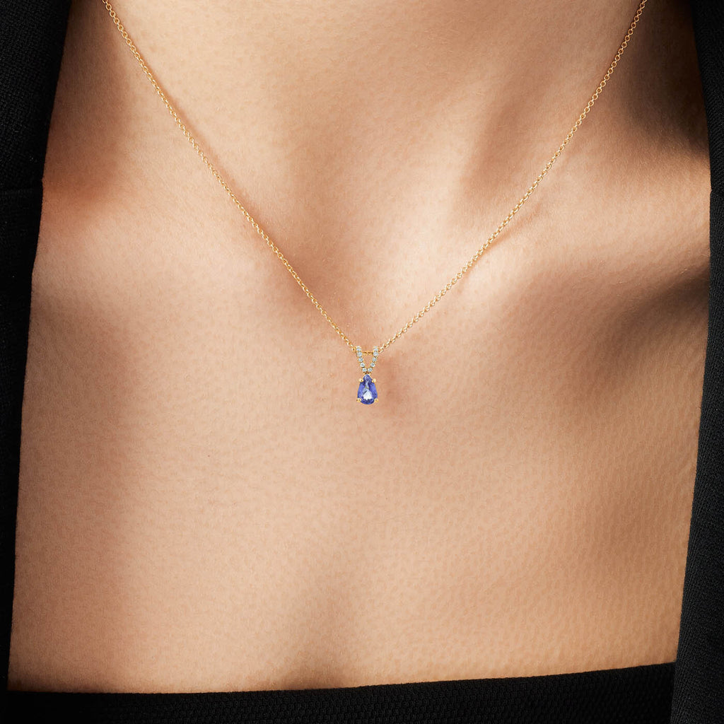 The Ecksand Blue Sapphire Pendant Necklace with Accent Diamonds shown with  in 