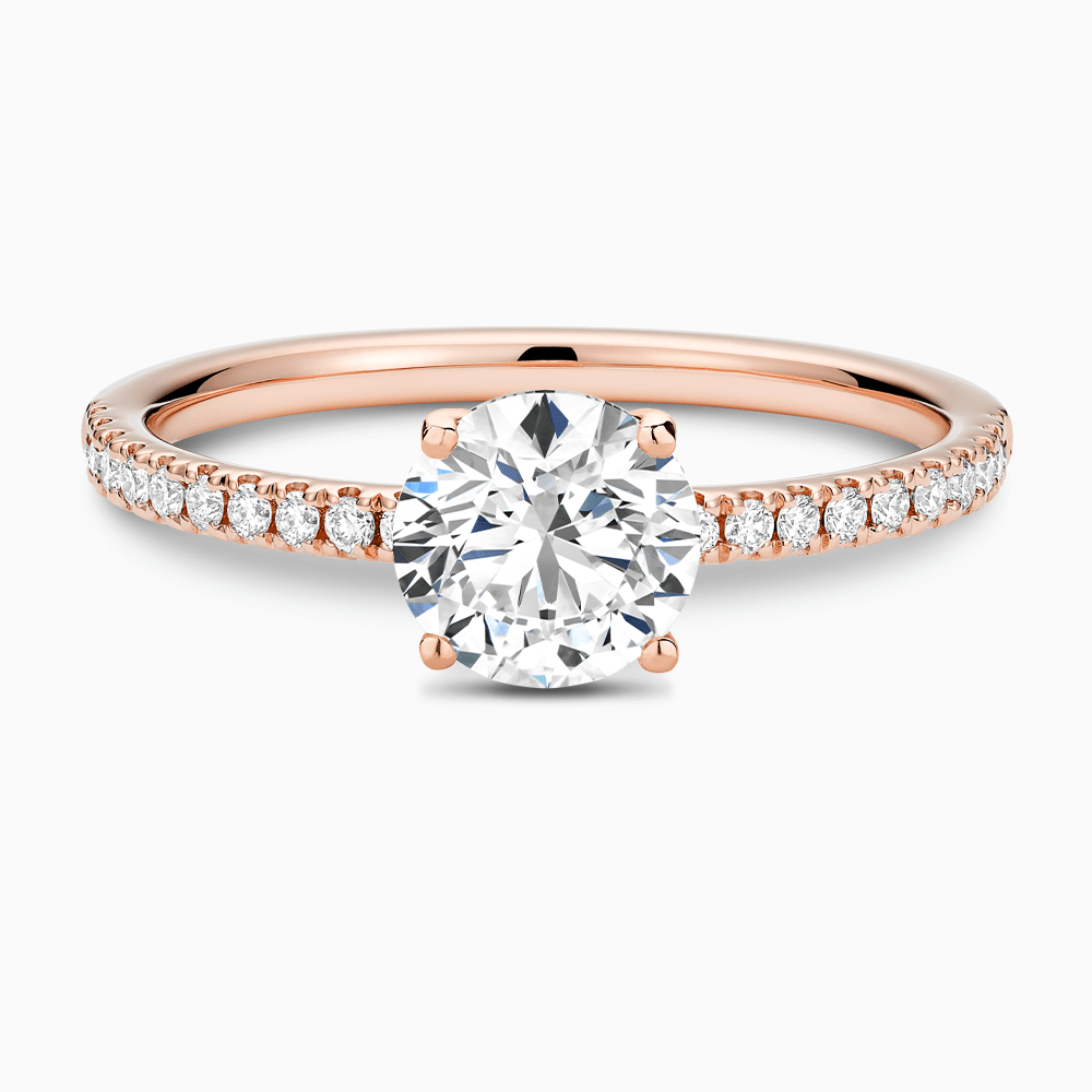 The Ecksand Basket-Setting Diamond Engagement Ring with Diamond Bridge shown with Round in 14k Rose Gold