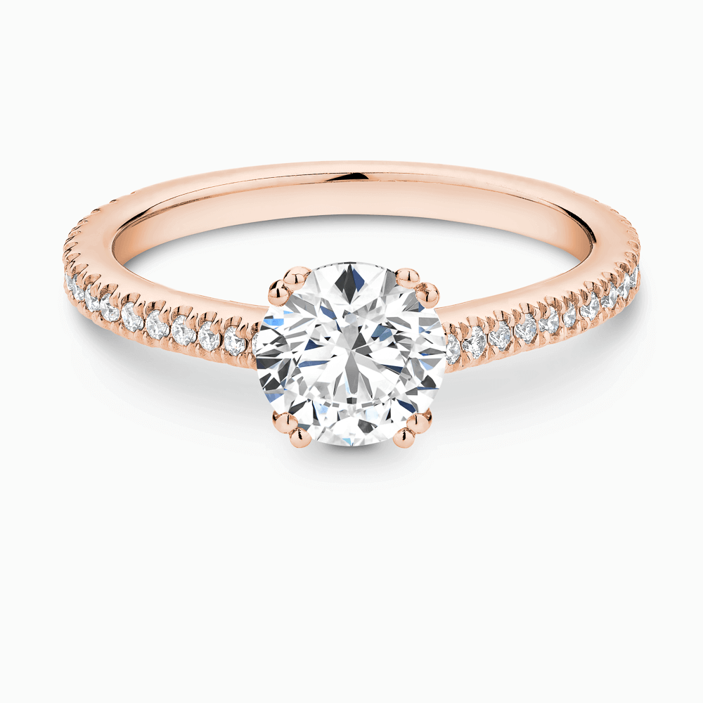 The Ecksand Diamond Engagement Ring with Double Prongs shown with Round in 14k Rose Gold